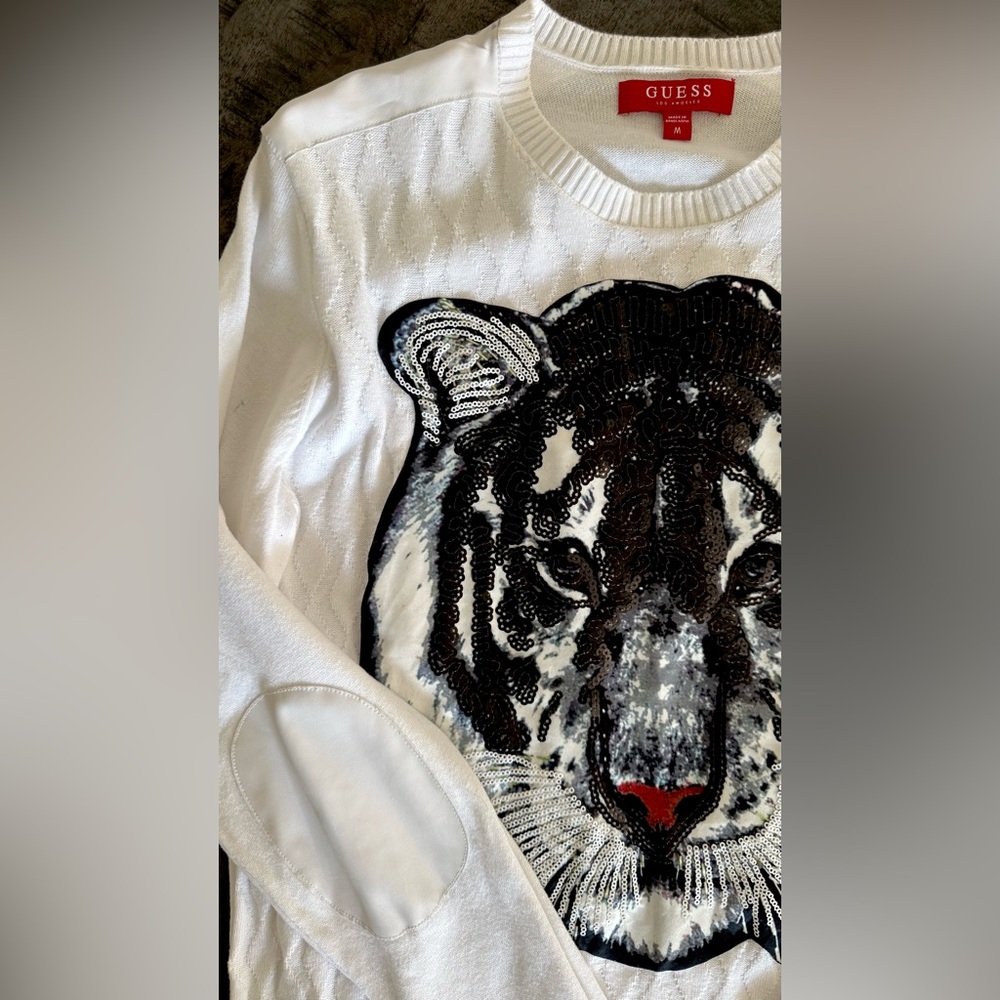 Guess White Tiger Sequin Jacket - image 1